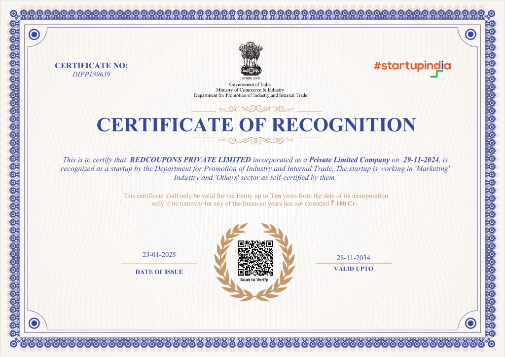 Startup India Certificate
